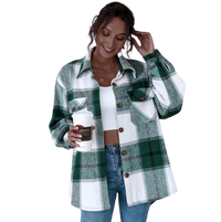 ALICE - Surchemise en laine carreaux décontracté oversized
