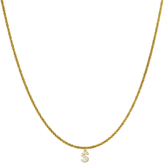 Sparkle Mini Diamond Letter Chaîne plaquée or 14 carats