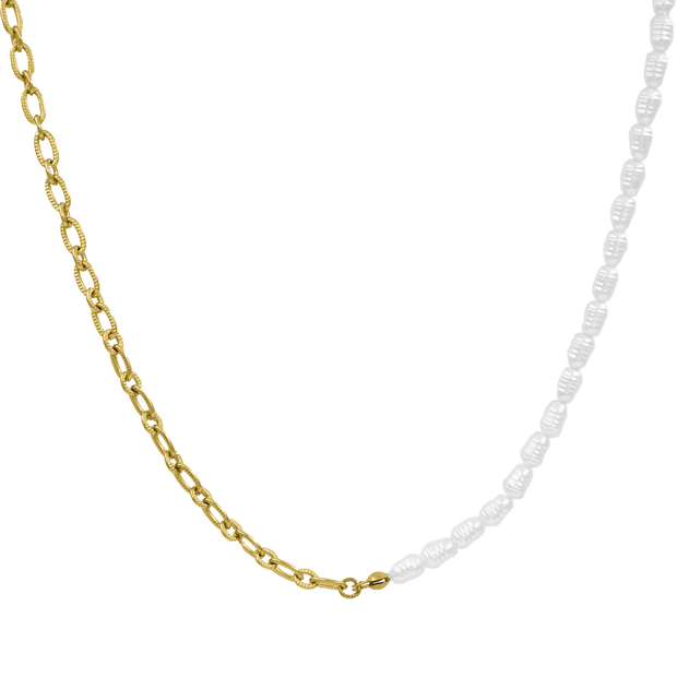 Elégant collier de perles 14K plaqué or