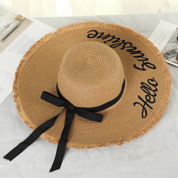 Chapeaux de soleil faits main Weave Letter pour la mode féminine
