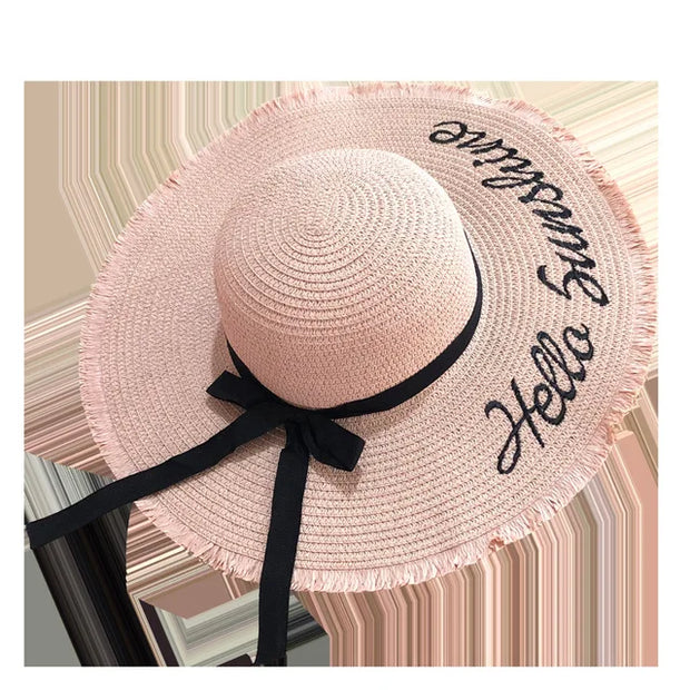Chapeaux de soleil faits main Weave Letter pour la mode féminine
