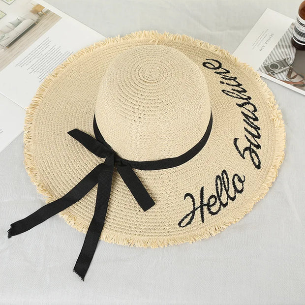 Chapeaux de soleil faits main Weave Letter pour la mode féminine