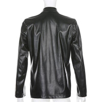 MODACHIC - Blazer décontracté en cuir PU