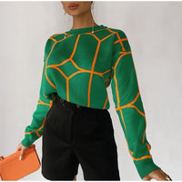 Chio - Geometrischer Rundhalspullover mit markantem Muster