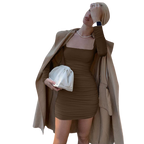 Lea - Gerafftes Abendkleid mit langen Ärmeln