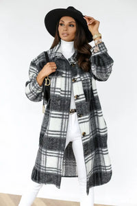 Johana - Manteau Long en Fleece à Carreaux