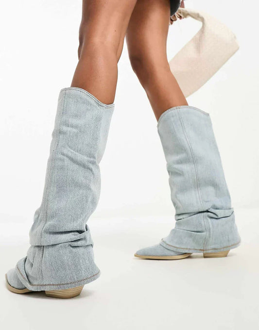 Bottes en jean à hauteur du genou Zoe pour femmes - Tendance et style