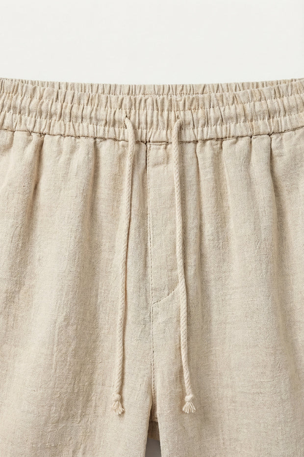 Short en lin avec ceinture élastique et cordon de serrage pour hommes - Lecce