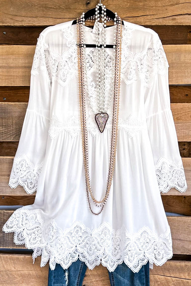 Azura - Chemise ajourée vintage sexy en dentelle patchwork pour femme