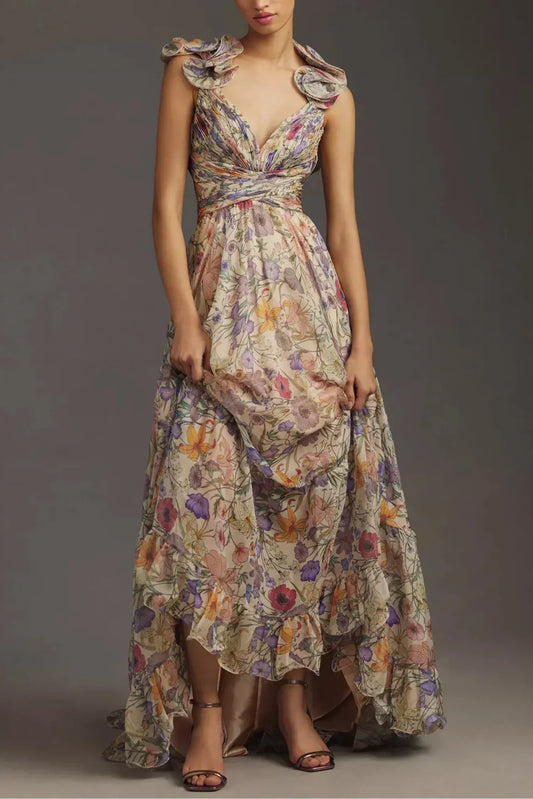 Juliet - Robe longue plissée à imprimé floral
