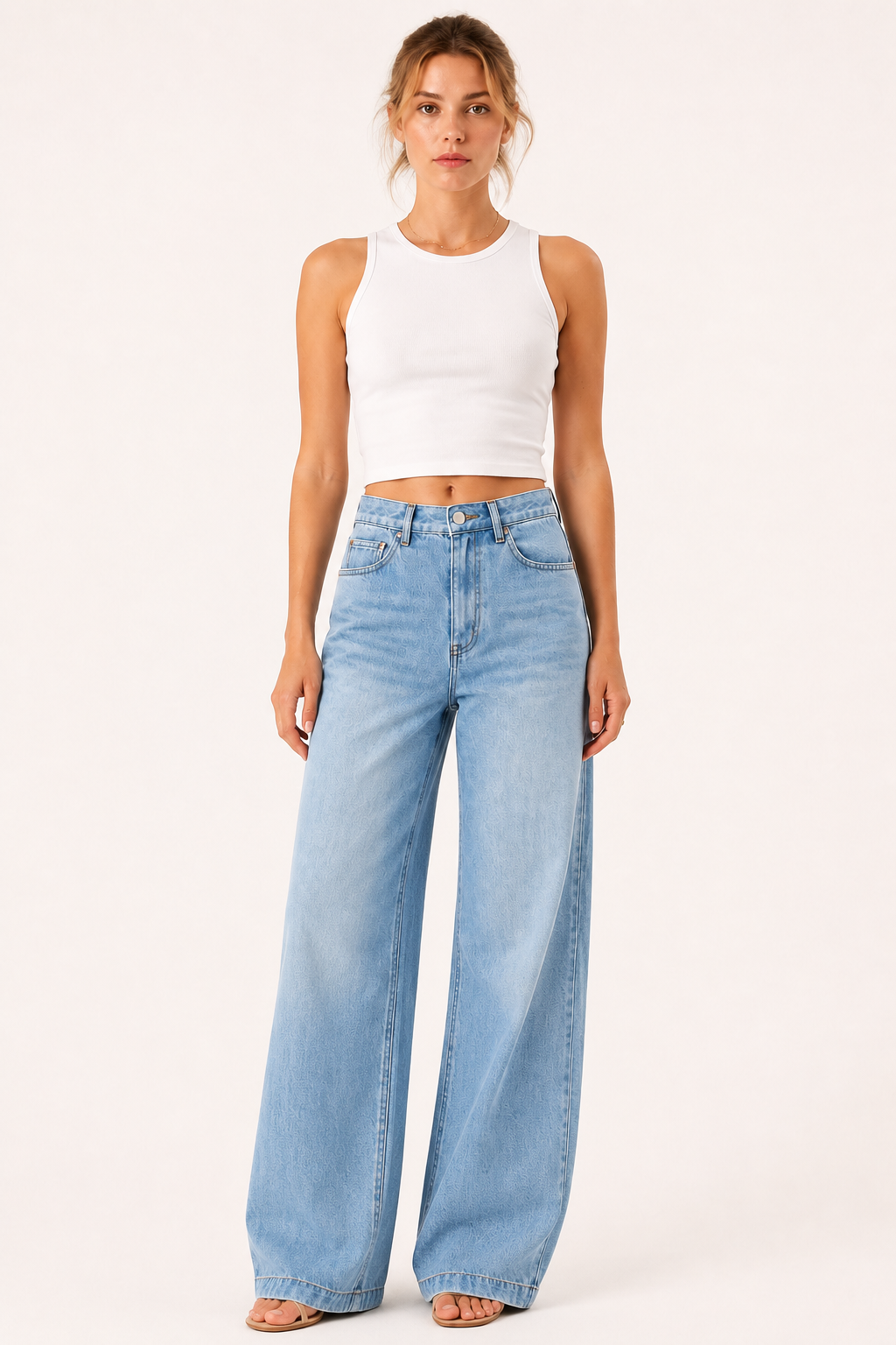 Baggy-Jeans für Damen mit hoher Taille, weitem Bein und geradem Schnitt – Marlene