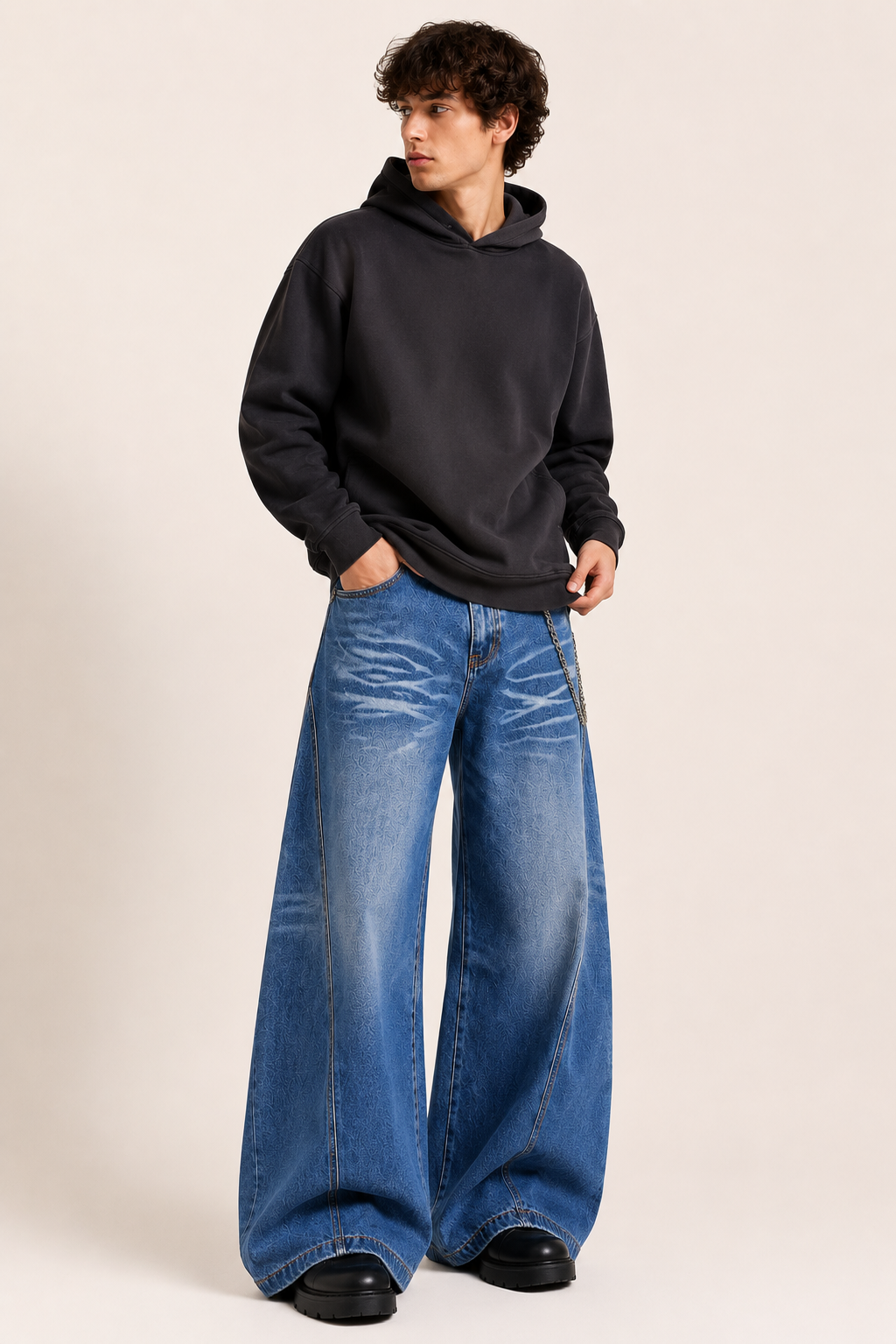 Herren-Baggy-Jeans mit extra weitem Bein und Used-Look – Anselm