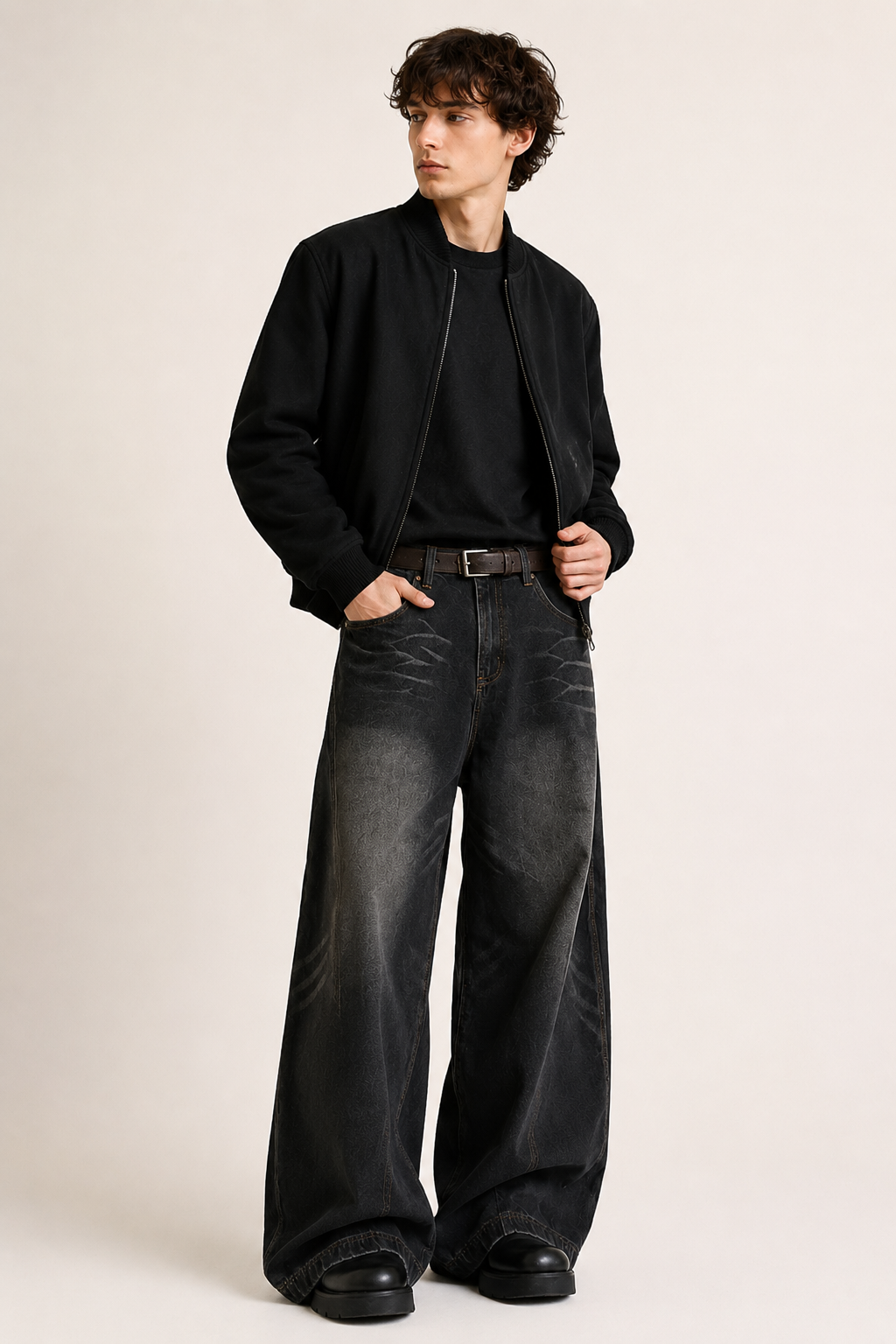 Herren-Baggy-Jeans mit extra weitem Bein und Used-Look – Anselm