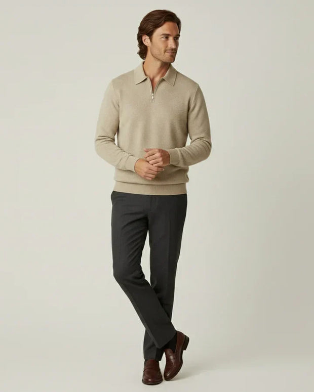 Pull pour homme à col polo et fermeture éclair - Gauthier