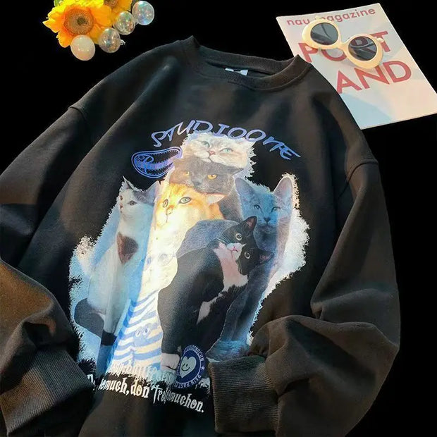 Arietty - Lässiges Sweatshirt mit Katzenmotiv aus Baumwolle