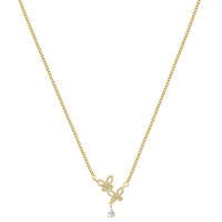 Chaîne Crystal Twin Butterfly plaquée or 14 carats