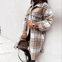 LARA - Long manteau d'hiver à carreaux