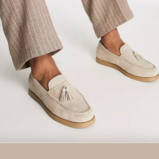 Neron - Loafer en cuir beige pour hommes