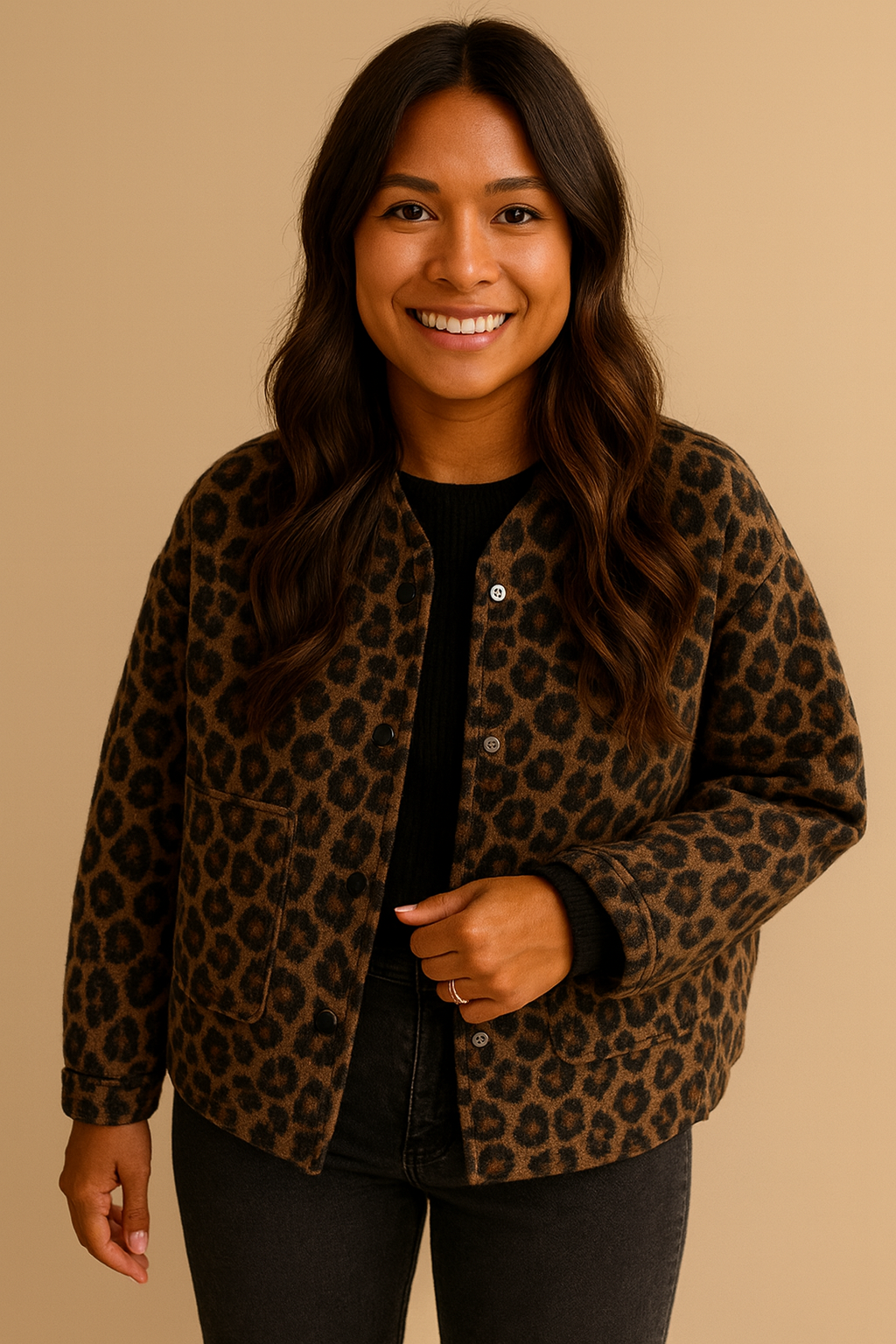 Damenjacke mit Leopardenmuster - Leandra