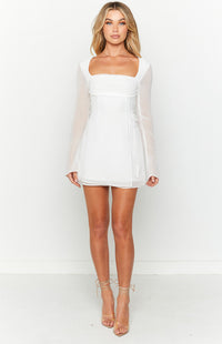 Constanza - Mini robe blanche à manches longues