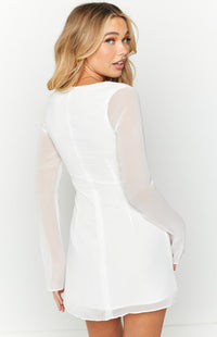 Constanza - Mini robe blanche à manches longues