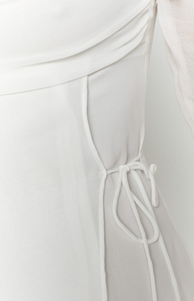 Constanza - Mini robe blanche à manches longues