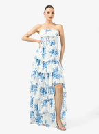 Maxikleid mit Blumenmuster für Frauen - Elfenbein