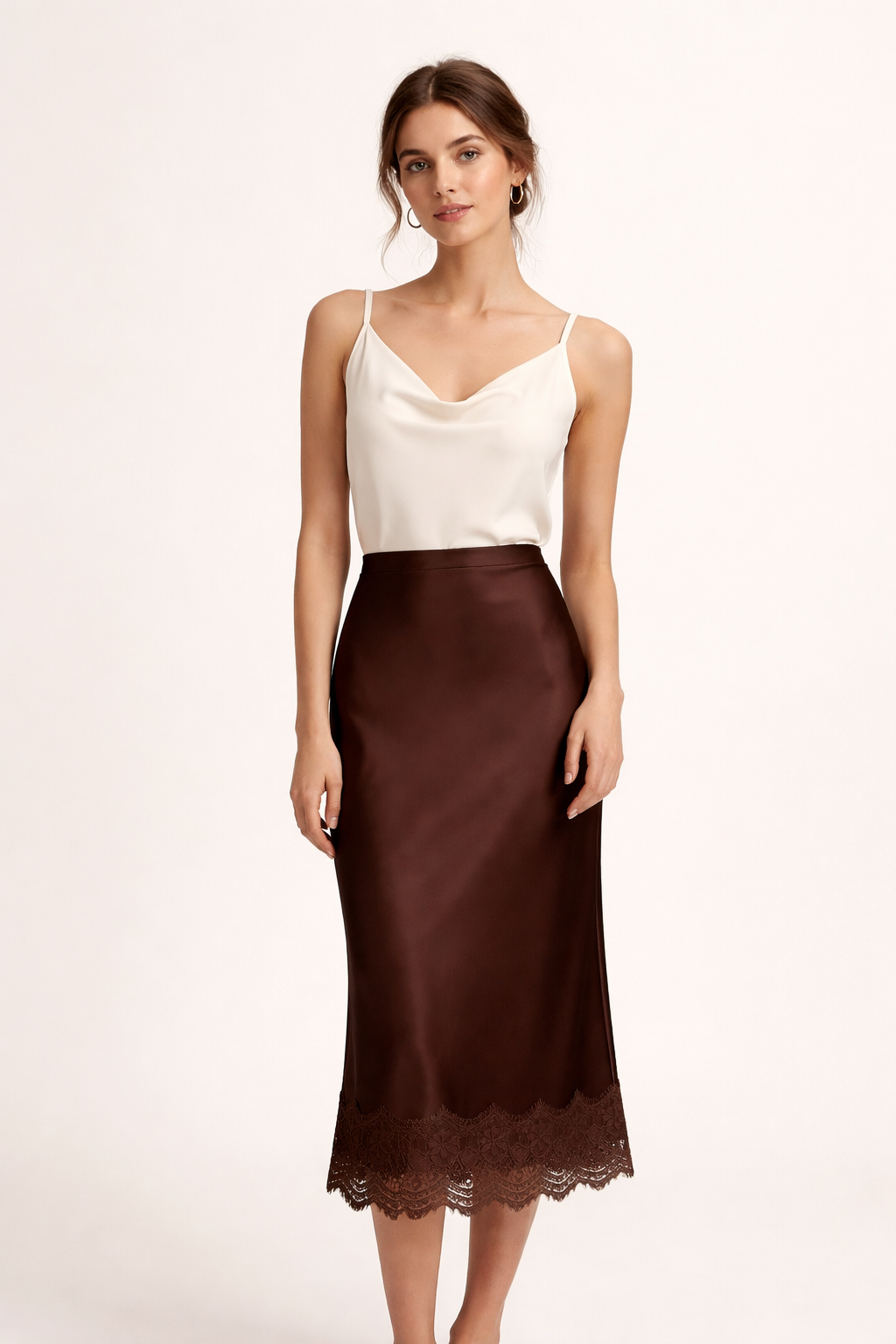 Damen Maxirock schlichtes Finish Spitze Detail eleganter Stil - Mireya