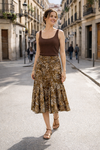 Jupe midi femme imprimée taille haute style boho - Nerida