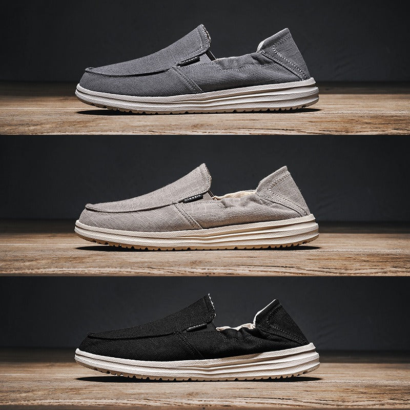 Herren-Slipper aus atmungsaktivem Segeltuch im Slip-on-Stil - Bruno