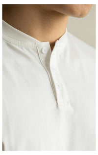 T-shirt homme décontracté à col mao en coton - Damien