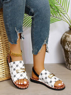Flache Damen-Sandalen mit Monogramm-Druck - Amelia