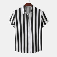 Chemise à manches courtes pour homme avec patte de boutonnage - Rayée