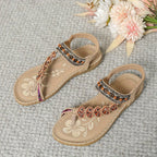 Damen Sandalen mit Blumenstickerei und Bohème-Stil - Alma