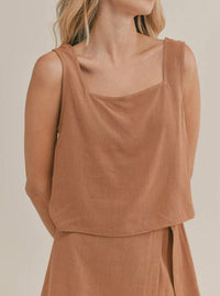 Spring Comfortable Sleeveless Top Mini Skirt Two Piece