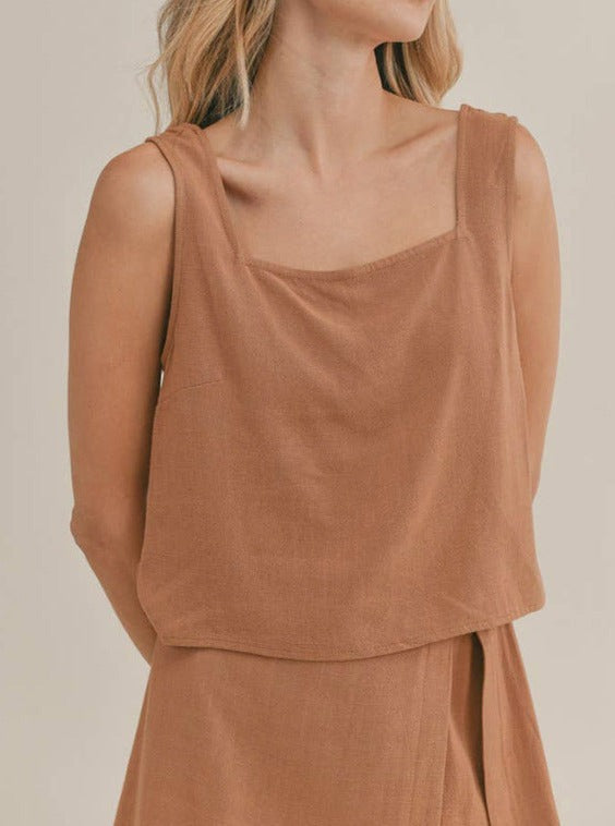 Spring Comfortable Sleeveless Top Mini Skirt Two Piece