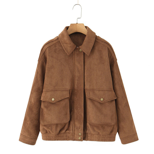 Veste vintage à poches en daim pour femme - Darsina