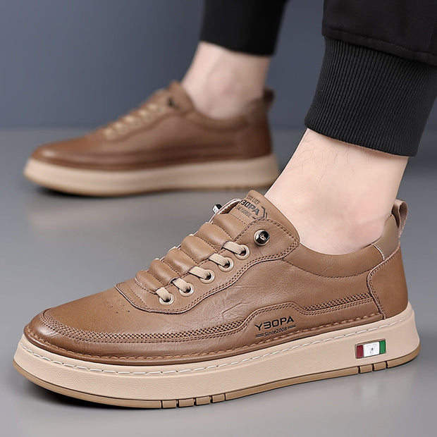 Baskets homme en cuir à semelles épaisses et fonds cousus - Lucetti