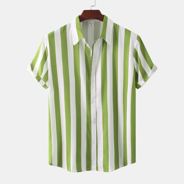 Chemise à manches courtes pour homme avec patte de boutonnage - Rayée