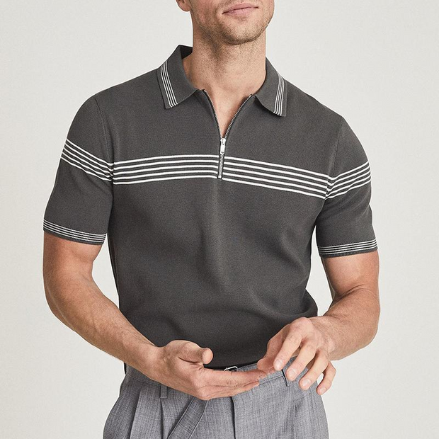 Preston - Polo rétro à col zippé
