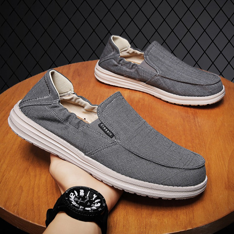 Herren-Slipper aus atmungsaktivem Segeltuch im Slip-on-Stil - Bruno