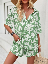 Adrienna - Ensemble chemise et short à col boutonné et imprimé
