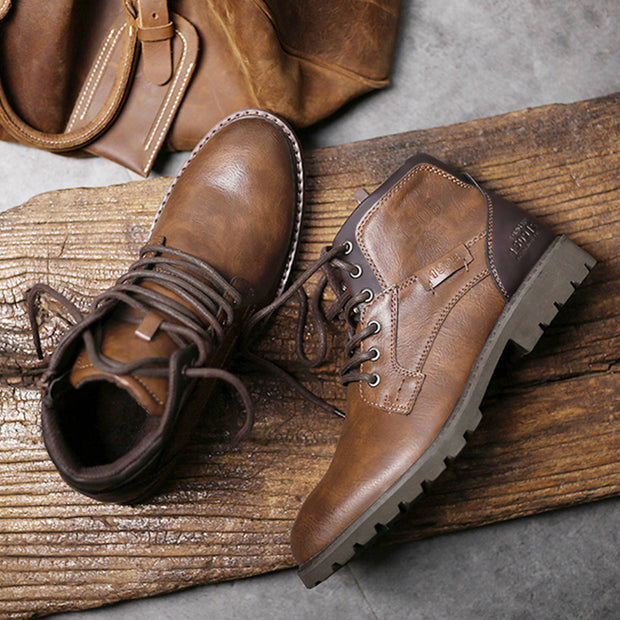 Herren Lederstiefel mit rutschfester Sohle - Jason