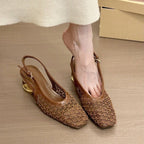 Offene Damenschuhe mit goldenem Absatz - Aurelia