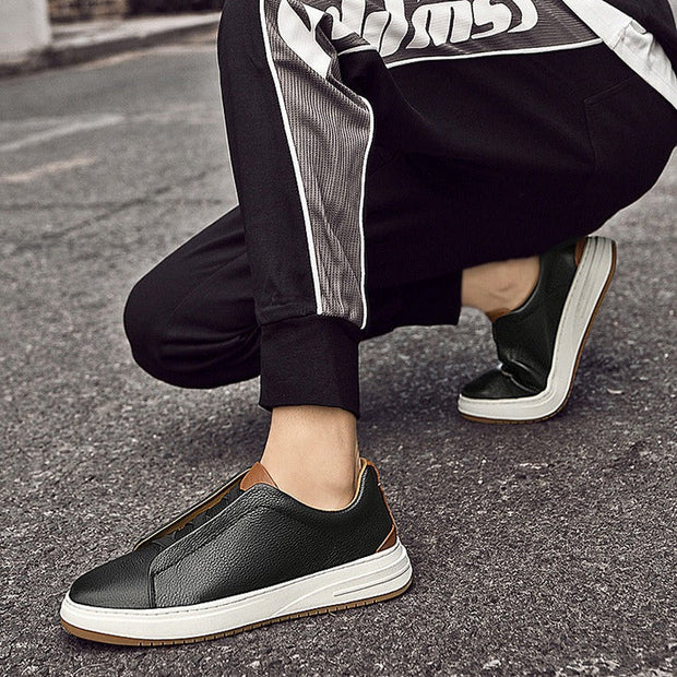 Baskets basses sans lacets en cuir véritable pour hommes, style décontracté - Renato