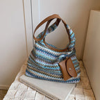 Shopper-Tasche aus gewebtem Raffiabast für Damen mit Geldbeutel-Detail - Martina
