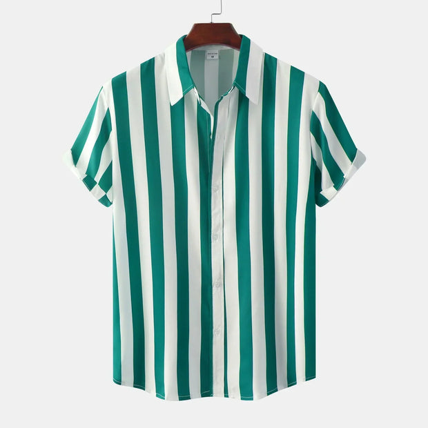 Chemise à manches courtes pour homme avec patte de boutonnage - Rayée