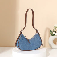 Sac à bandoulière en denim pour femme en forme de croissant - Élodie