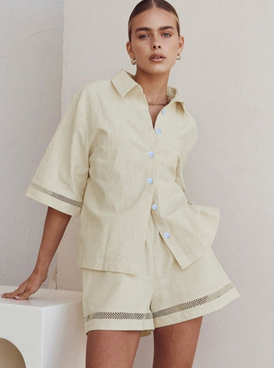 Women's Apricot Two Piece Short Sleeve Sleepwear Set