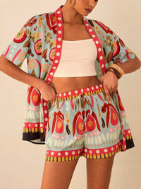 Ensemble short et kimono imprimé printemps pour femme - Arlena